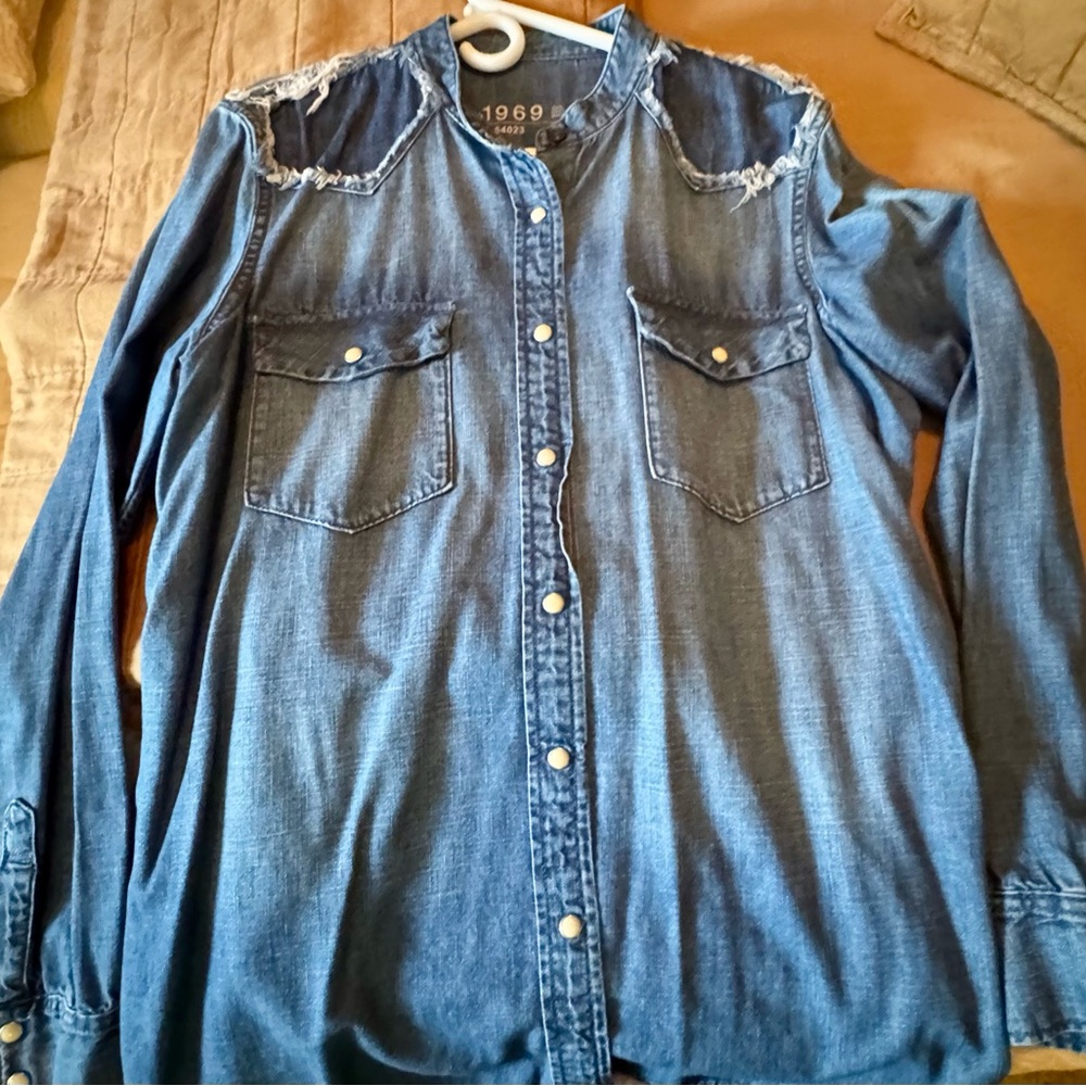 GAP Blue Denim Button Down Shirt